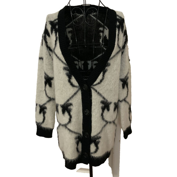 PINKO Adelphi 4 Blended Wool Cardigan White/Black Size S
